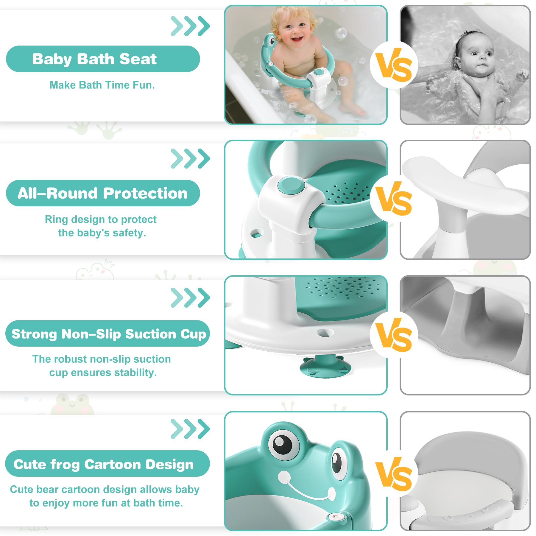 wiqins baby bath seat suction cups ensure a stable grip on smooth surfaces for worry-free baths.