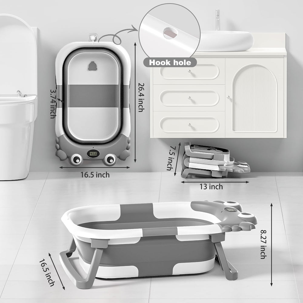 Wiqins baby bath thermometer display highlights real-time temperature monitoring for comfort.