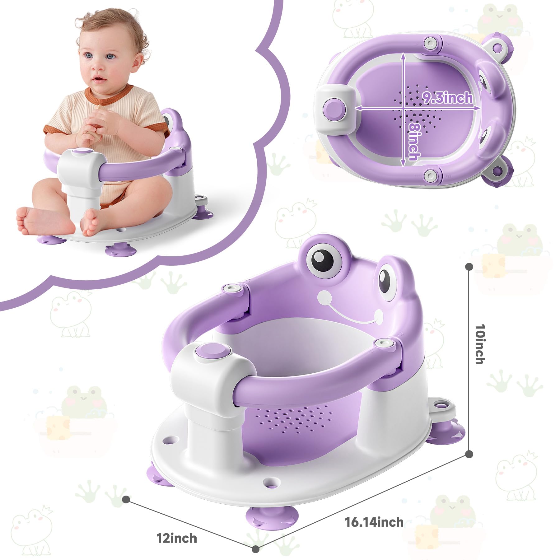 wiqins bath seat four non-slip cups stabilize the seat on smooth surfaces