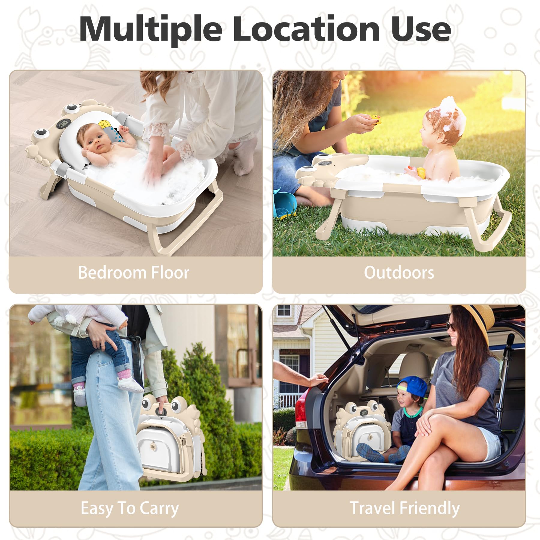 wiqins portable bath tub suits home or travel times with growing needs.