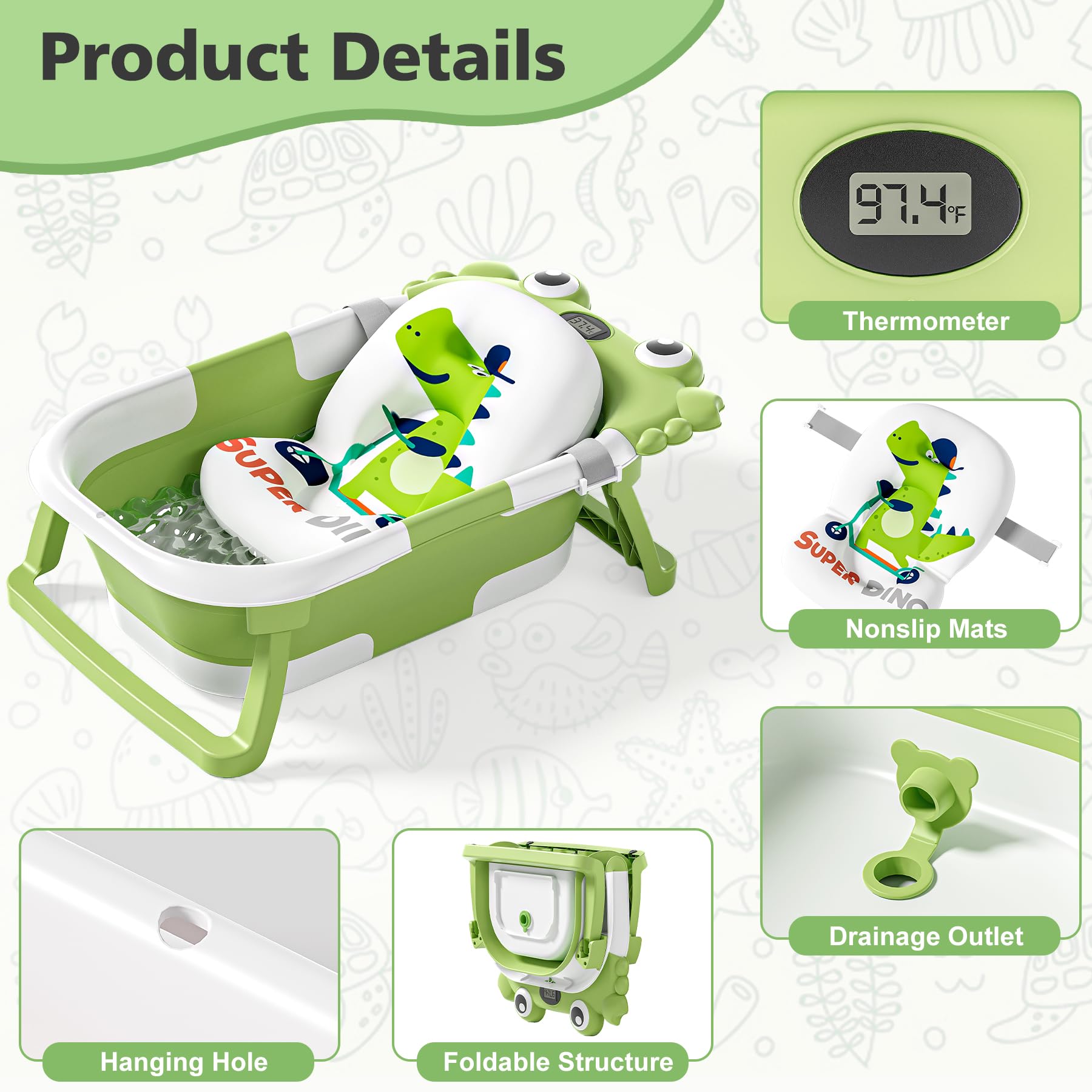 wiqins collapsible baby bathtub assembled and ready for bath time at home