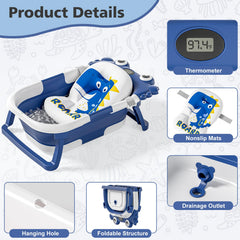 wiqins collapsible baby bathtub with real-time thermometer for safe bathing