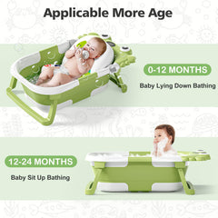wiqins collapsible baby bathtub thermometer shows real-time temperature