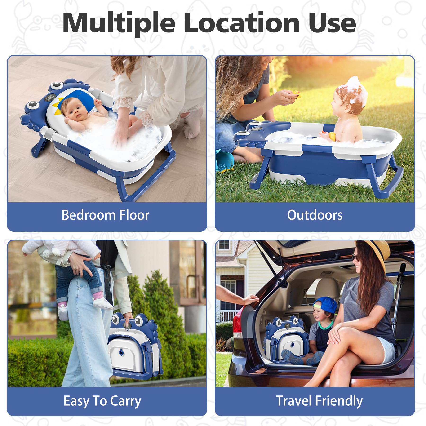 wiqins collapsible baby bathtub ready for travel and flat storage
