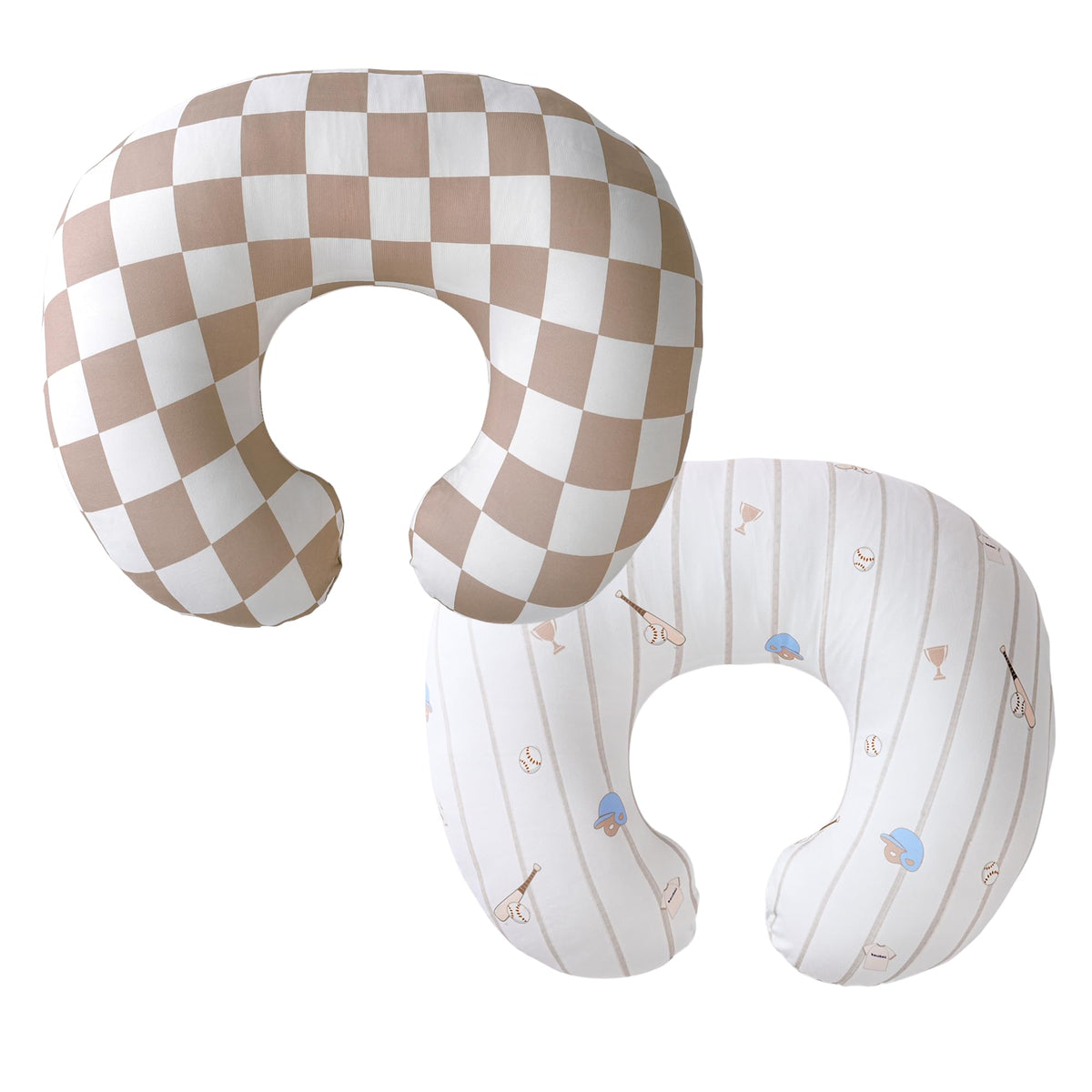 Wirein baseball-pattern pillow cover in soft fabric for comfortable feeding sessions.