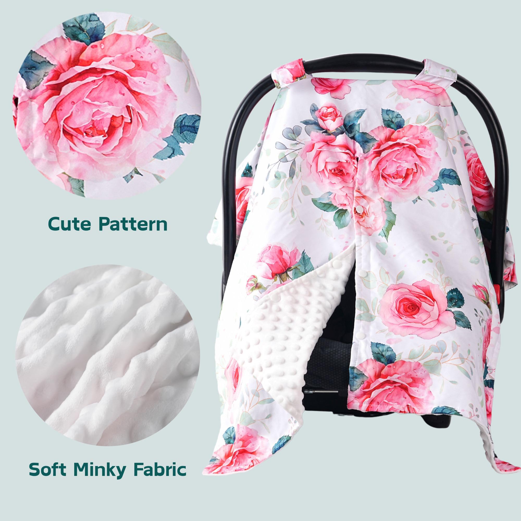 Wirein minky inner layer in pink rose for ultra-soft comfort.