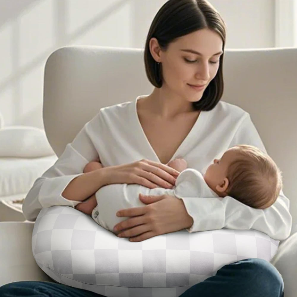 Wirein nursing pillow cover features a large opening for quick changes.