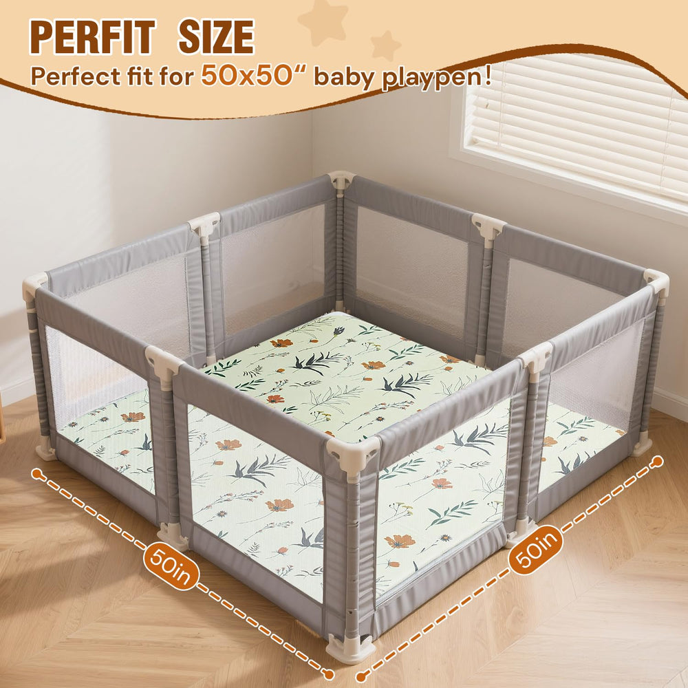 Wirhao baby play mat 50x50 setup shown in living room arrangement