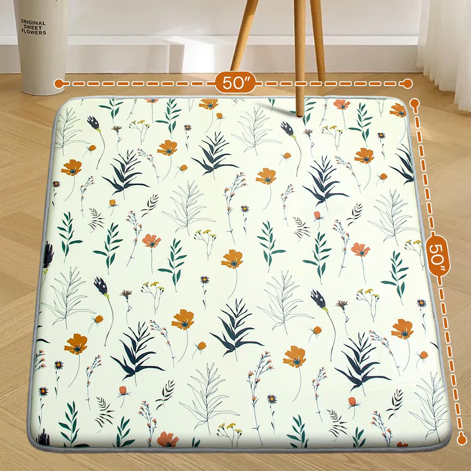 Wirhao baby play mat foam padding close-up shows soft cushioning for crawl play