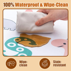 Wirhao baby play mat waterproof surface, wipe-clean for spills and messes