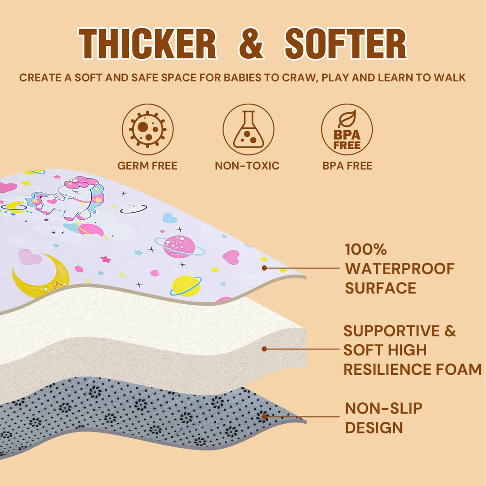 Wirhao baby play mat wipe-clean surface simplifies quick mess cleanup.