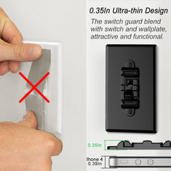 WISEFAM light switch cover guard ultra-thin profile, 0-35in, blends with wallplates.