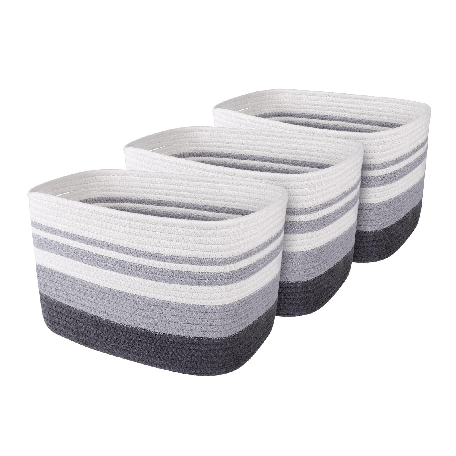 WISELIFE storage basket 3-pack in gray for organized living spaces.