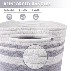 WISELIFE gray basket in living room enhances neutral decor and organization.