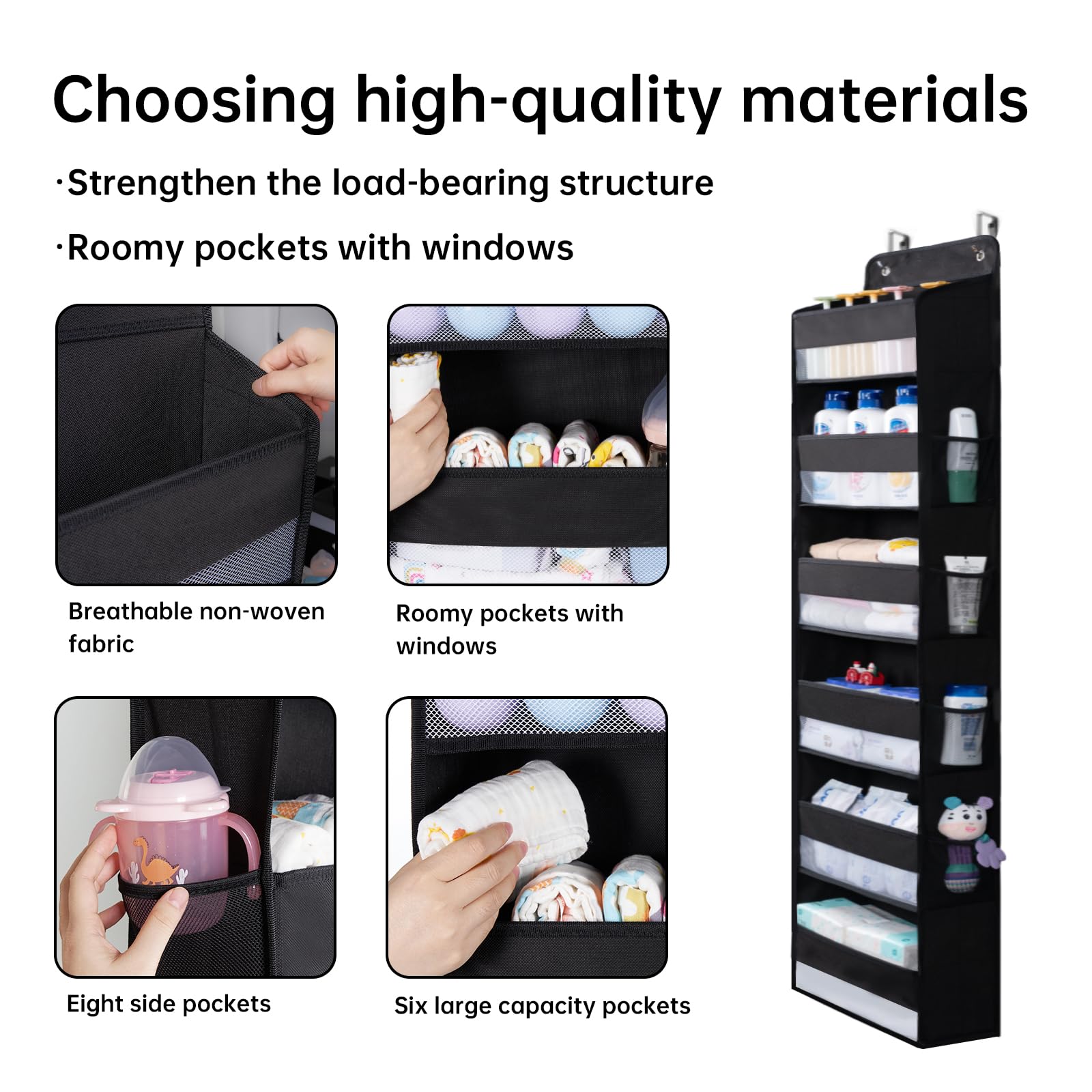 WishJazz organizer hanging on door illustrating versatile space-saving storage