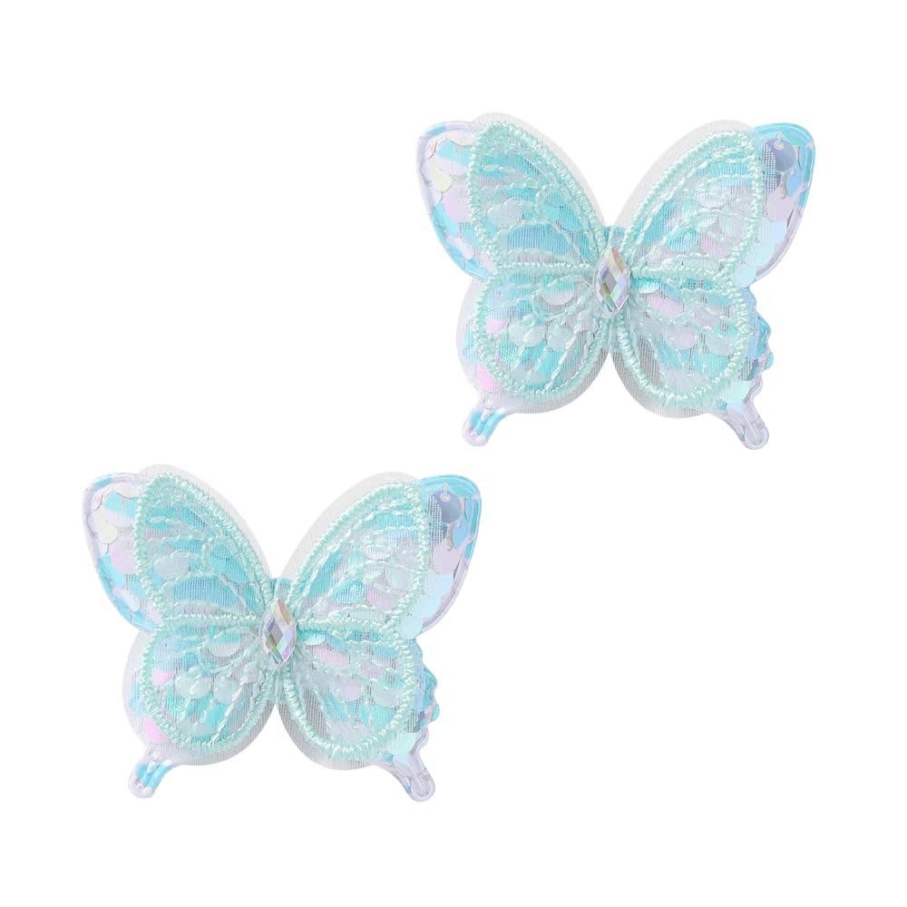 Wistamik butterfly hair clip glitter sky blue close-up for daily outfits.