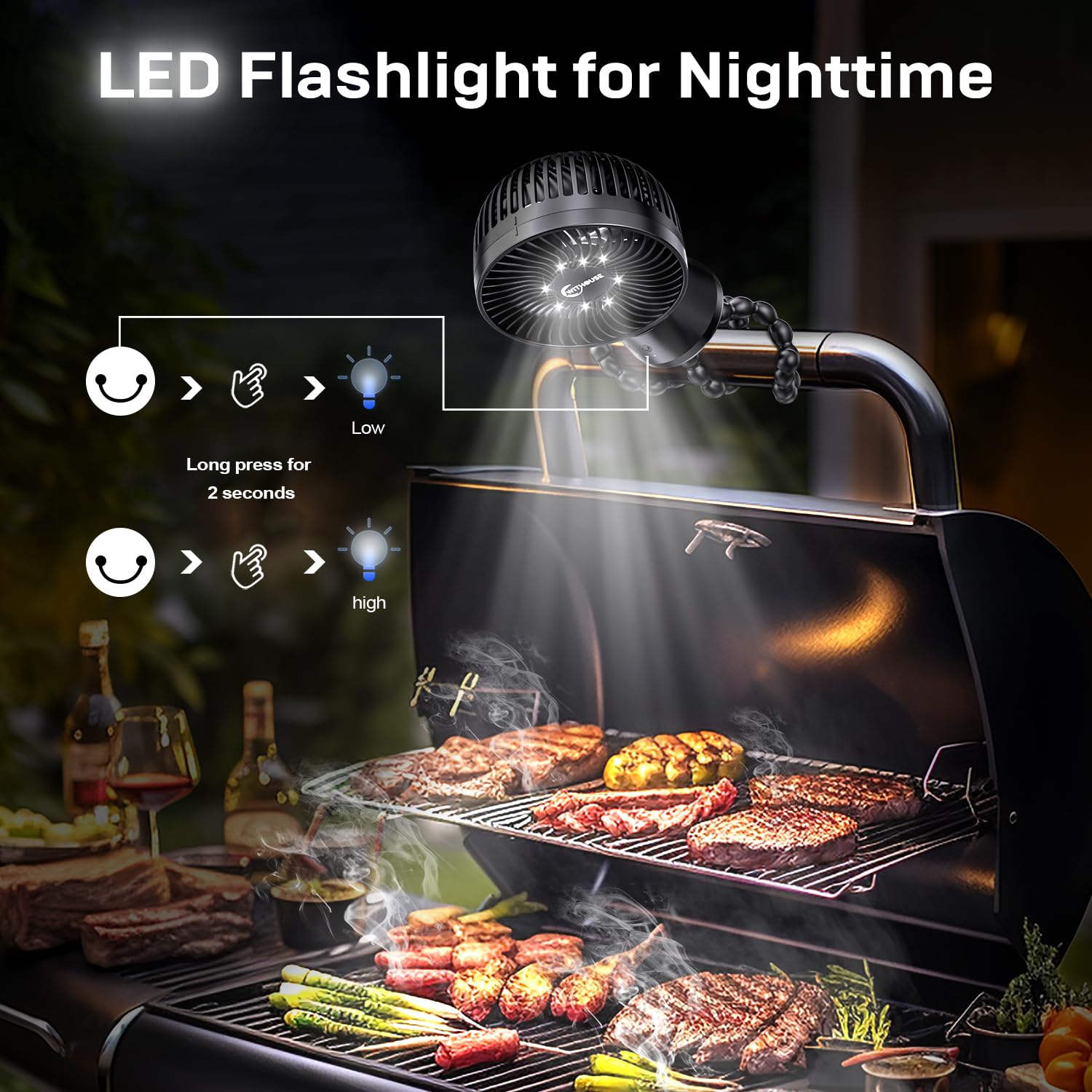 WITHOUSE detachable fan head for easy charging and convenient use