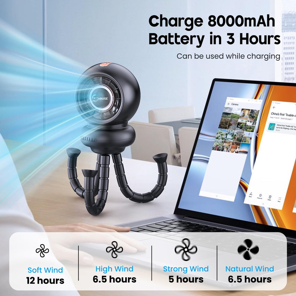 WITHOUSE stroller fan detachable base lets you repurpose it on desks or beds.