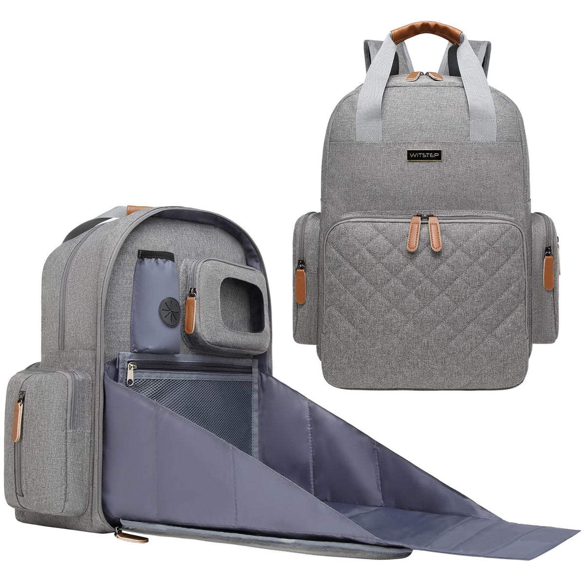 WITSTEP diaper bag backpack with changing station for on the go diaper changes.