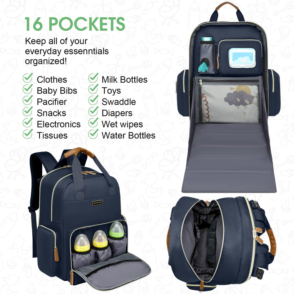 WITSTEP diaper bag backpack front bottle pocket keeps feeds warm outdoors