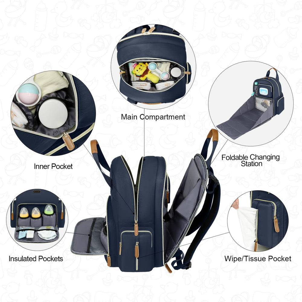 WITSTEP diaper bag backpack mesh pockets holds diapers and small items