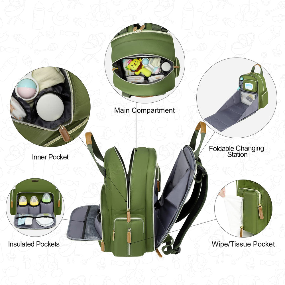 WITSTEP diaper bag durable materials with reinforced handles for everyday use