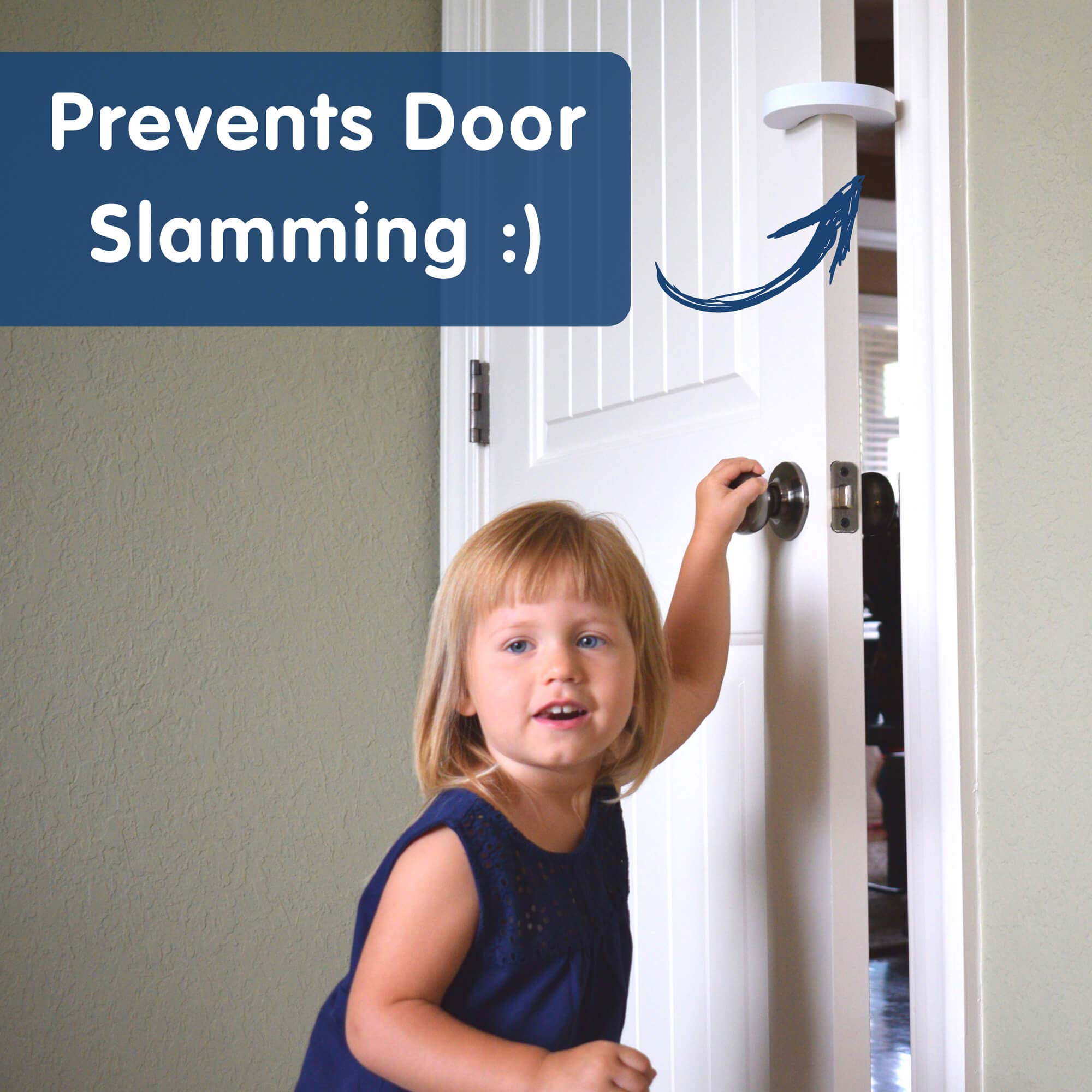 Wittle flexible C-shape door guard suitable for many door sizes.