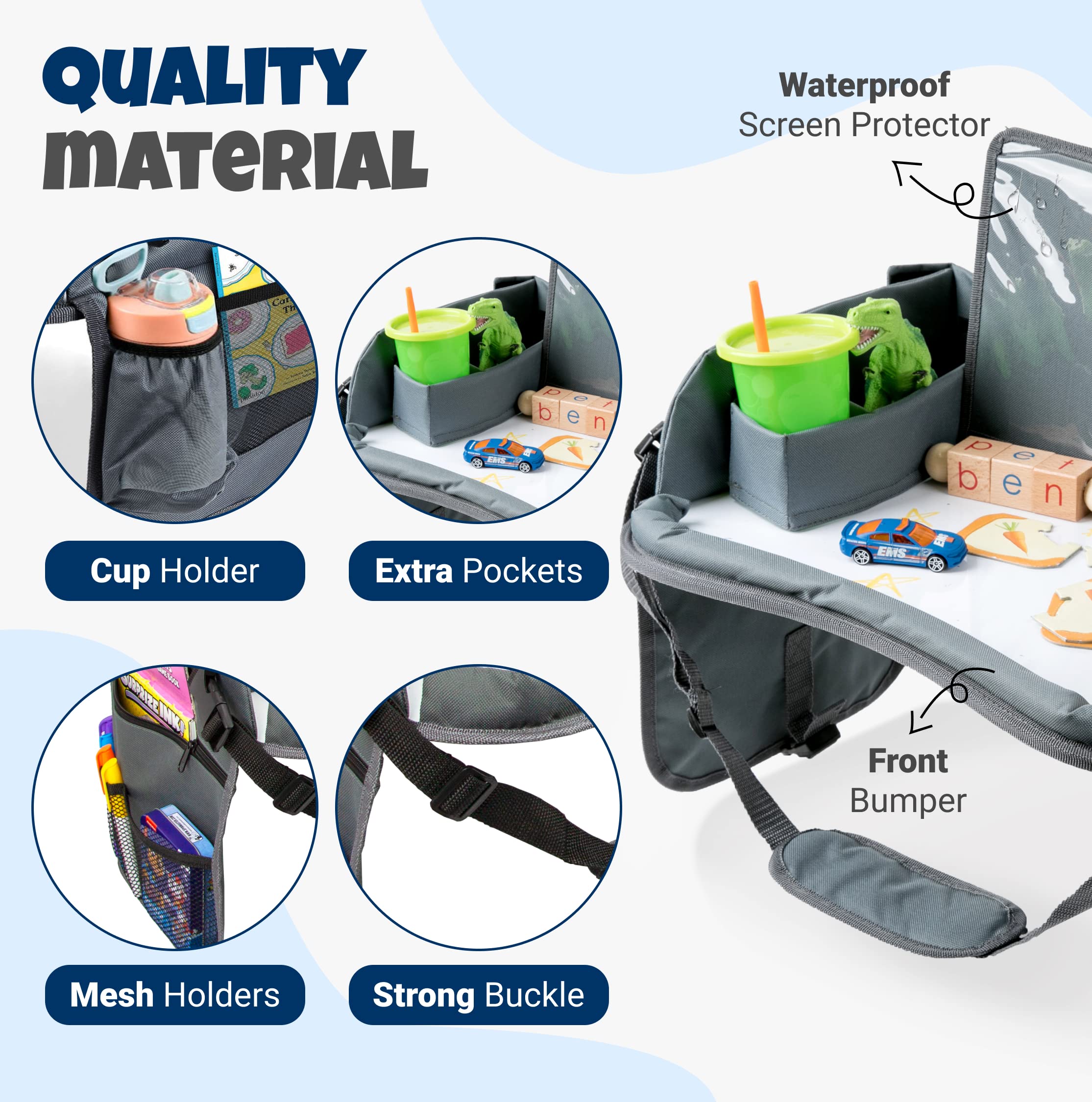 WITRIP waterproof kid tray protects car seats during meals and play