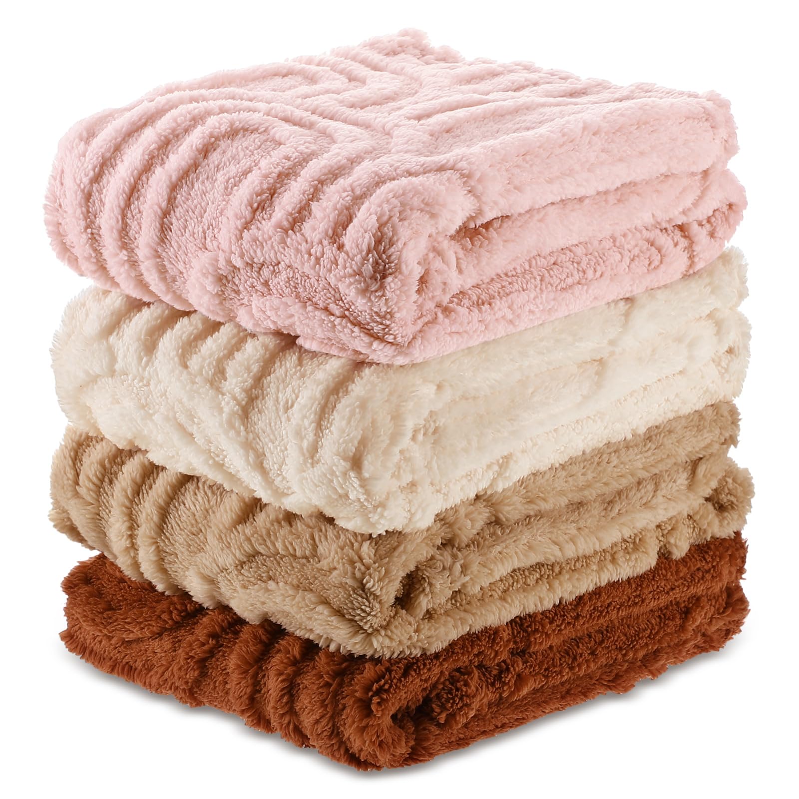 Wiwiqing 4Pcs 3D Christmas Rainbow Blanket set in bright colors for cozy nursery warmth.