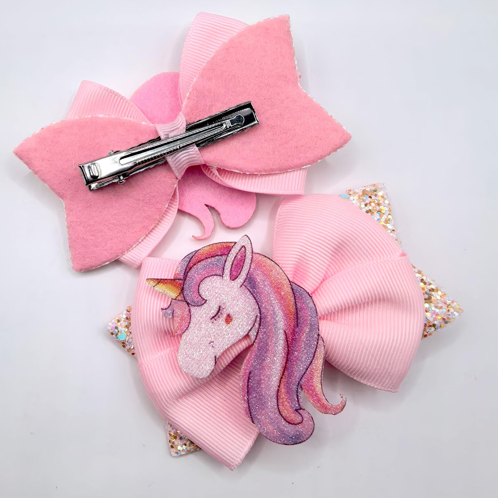 WIWUFUE unicorn bow clip adds sparkle to ponytails and braids.