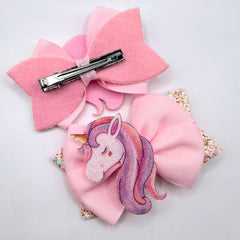 WIWUFUE unicorn bow clip adds sparkle to ponytails and braids.