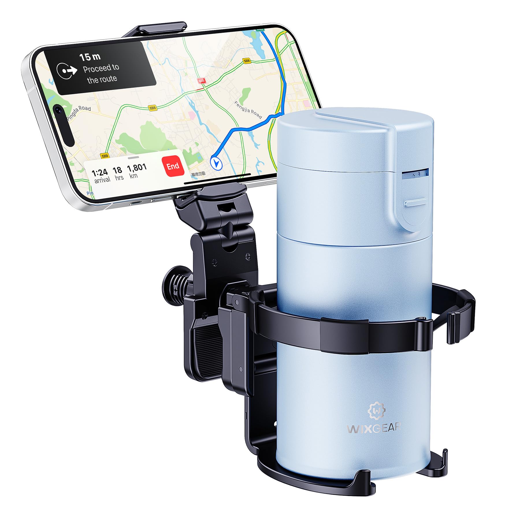 WixGear cup holder diameter-3-4in accommodates most bottles.