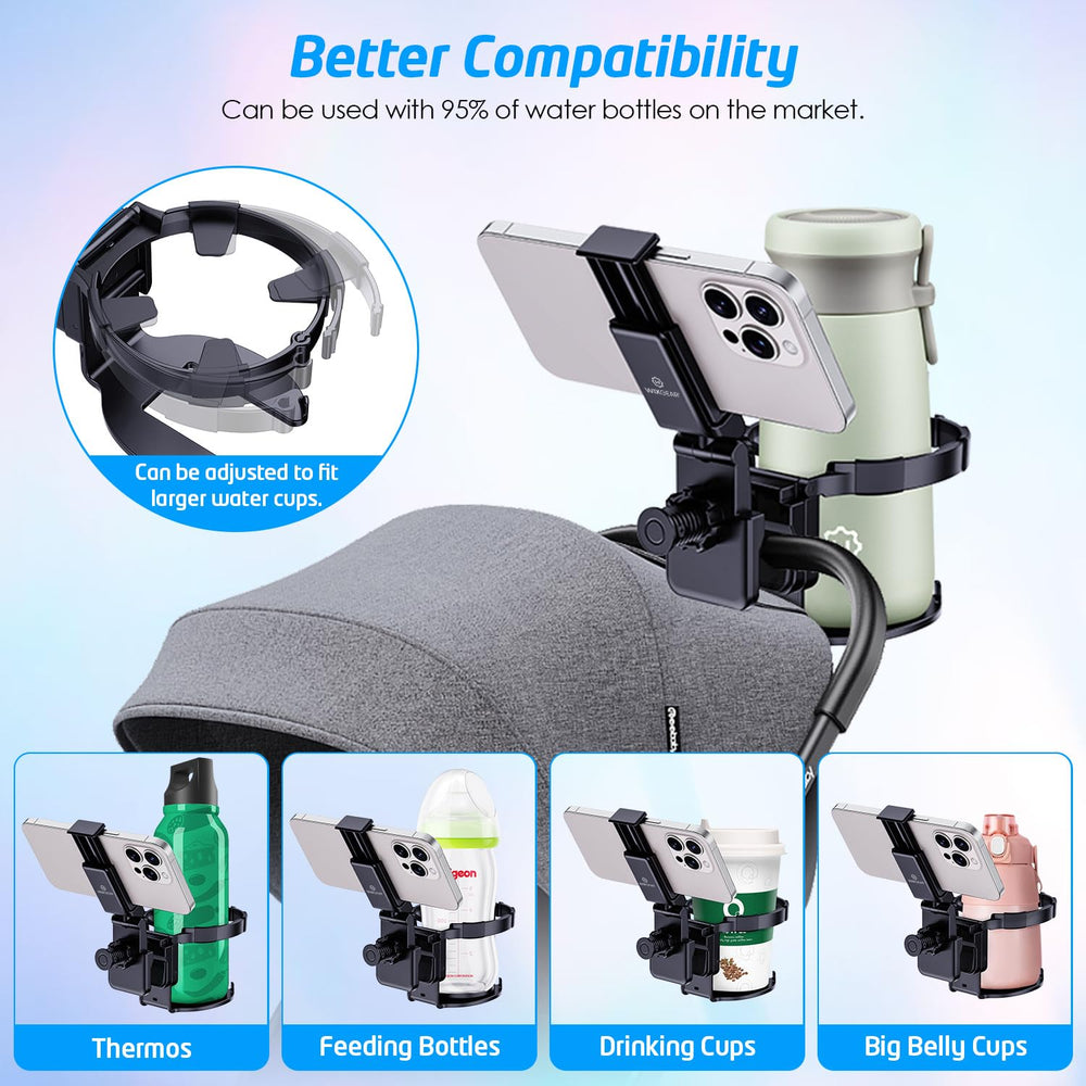 WixGear stroller phone-stand mounted for easy access during walks.