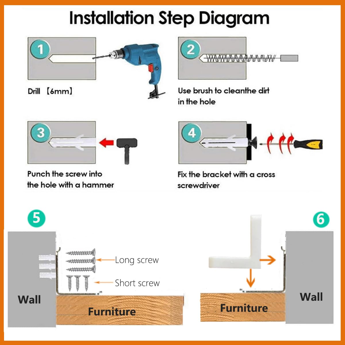 Wizczjvq furniture anchors 4-pack dual-loop install boosts double-protection from tipping.