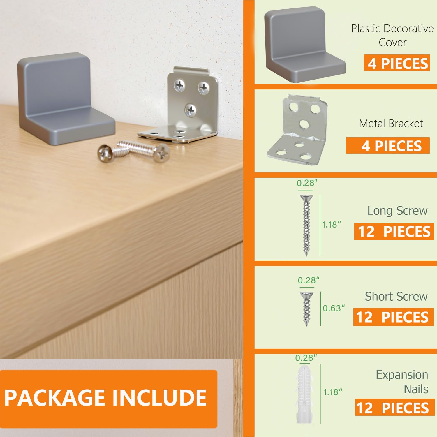 Wizczjvq furniture anchors 4-pack grey cover blends with furniture aesthetics.