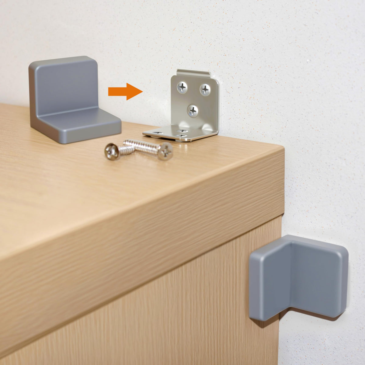 Wizczjvq furniture anchors 4-pack packaging highlights the anti-tip solution for busy homes.