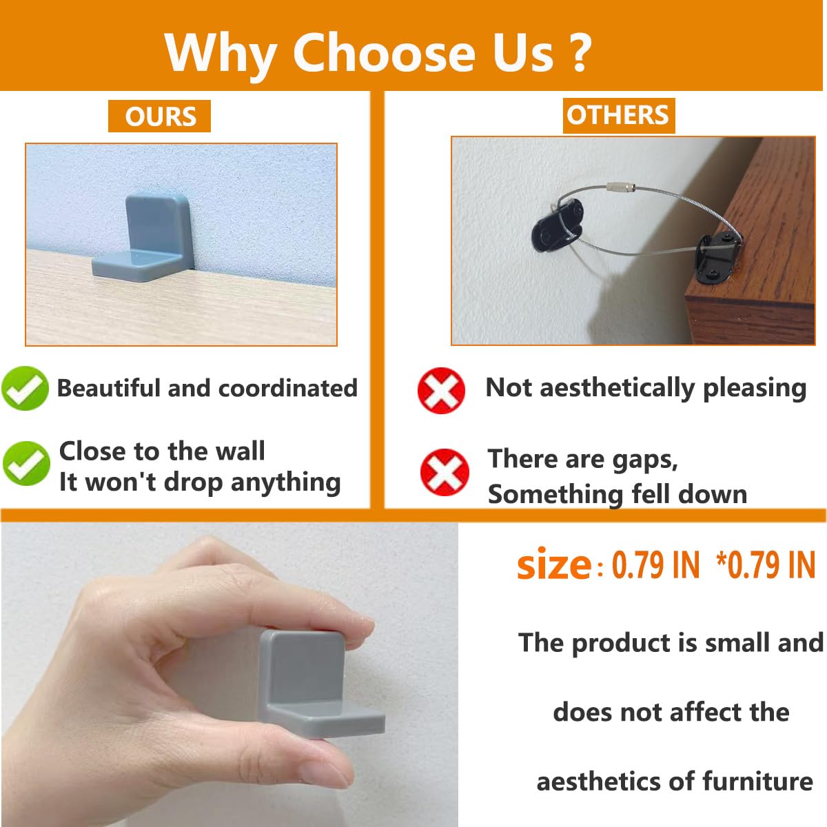 Wizczjvq furniture anchors 4-pack wall-mount screws kit ensures quick, clean installation.