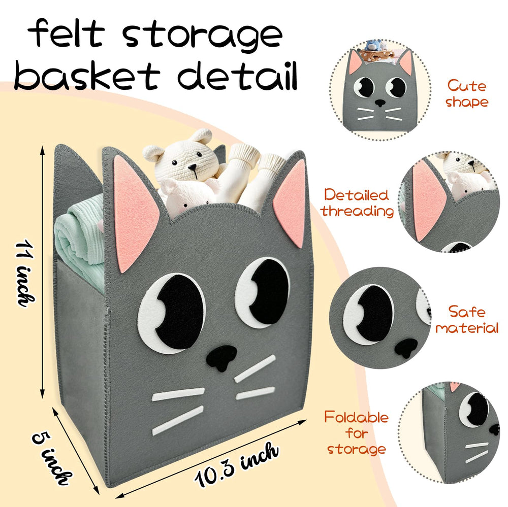WJRSXILT felt baby basket folded-view highlights compact, portable organization.