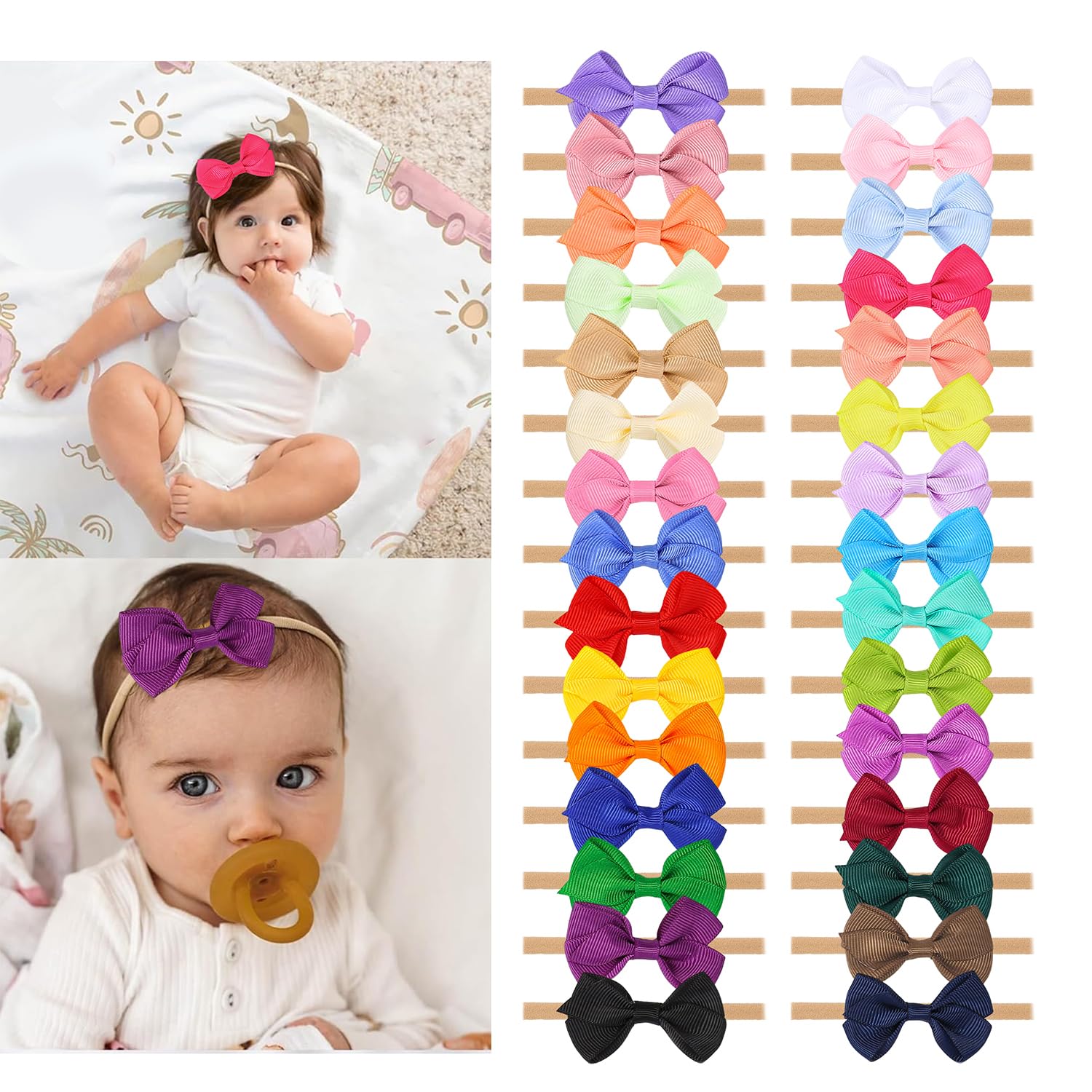 WJYX BOWS 30 colors headbands set—versatile daily wear for cute outfits.