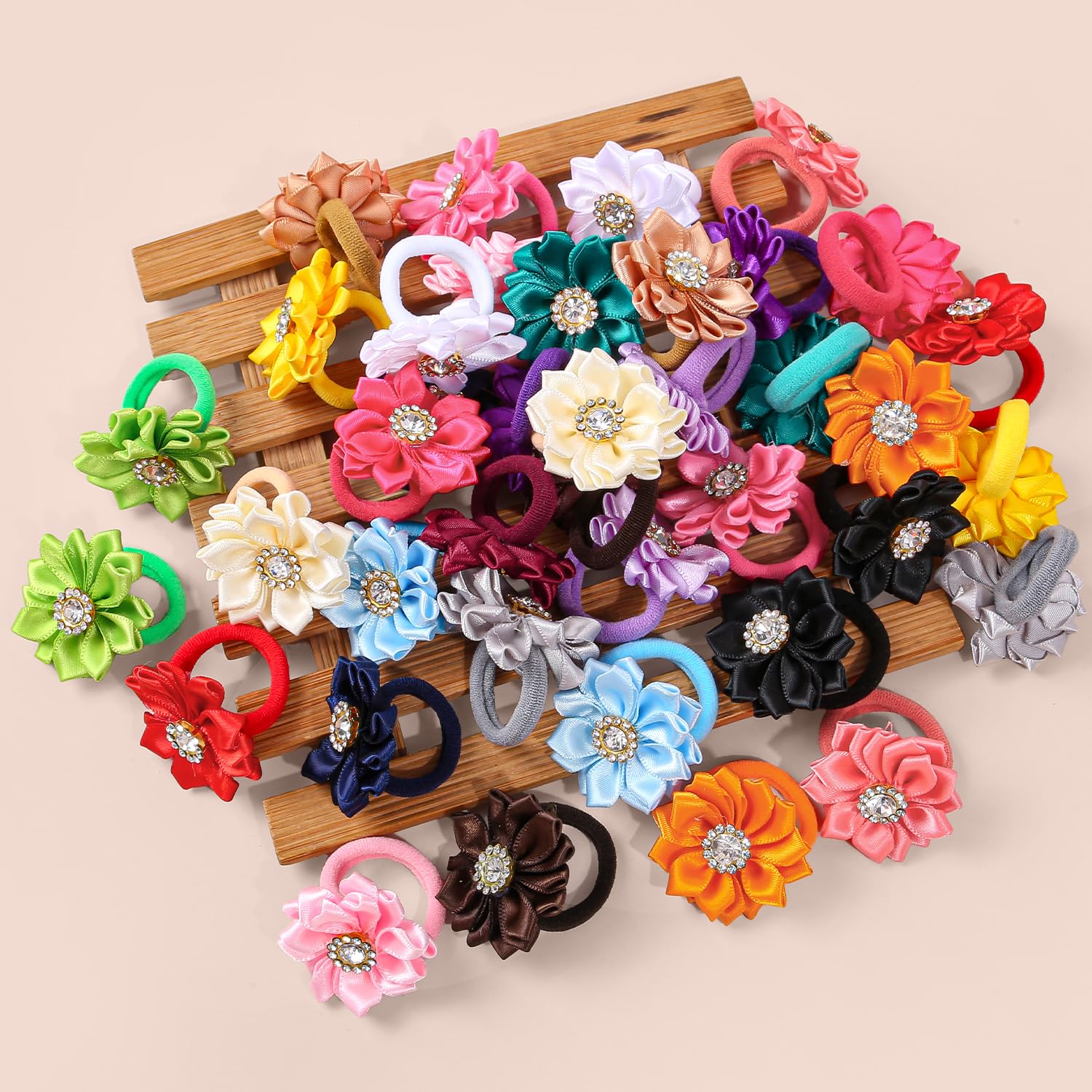 WJYX BOWS flower design closeup showcases delicate rhinestones.
