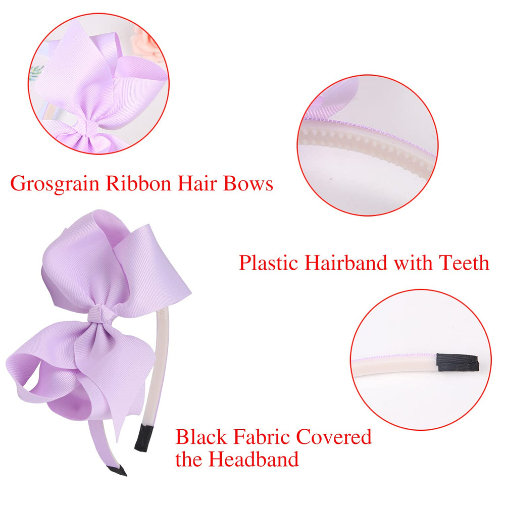 WJYX BOWS plastic headbands sturdy and comfortable for growing hair