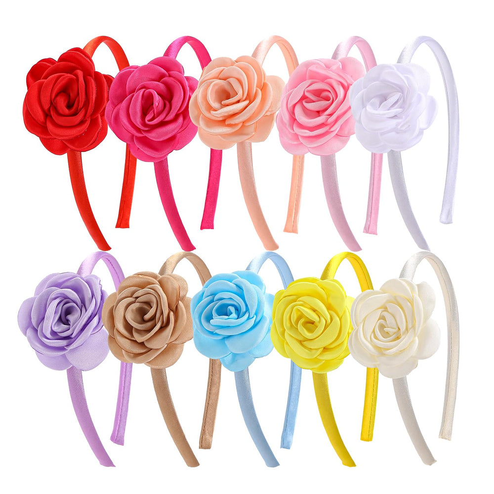 WJYX BOWS close-up of satin rose texture on toddler headband