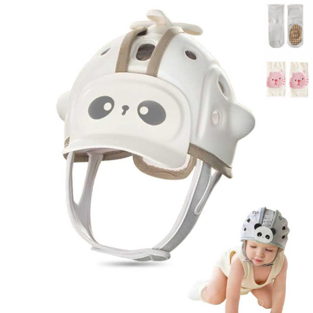 WKC Baby Head Protection Helmet front view with adjustable fit for growing babies