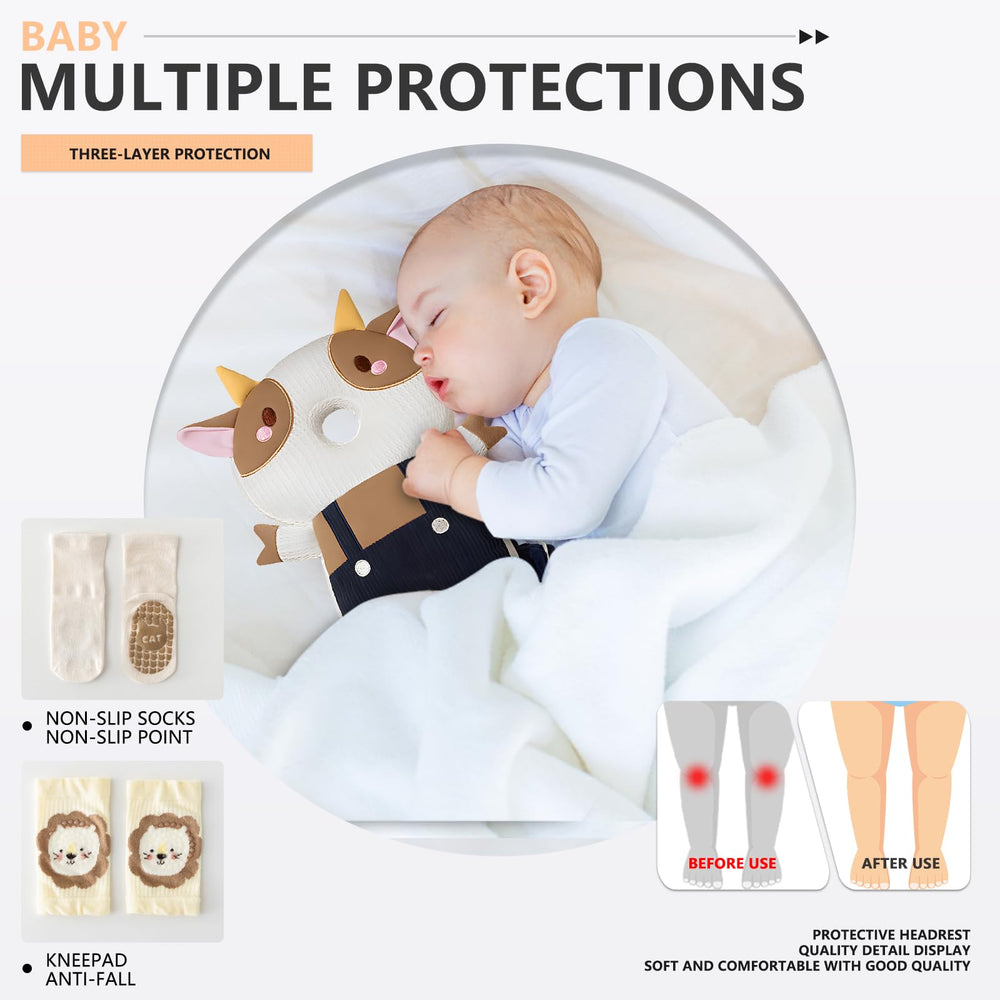 WKC baby head protector backpack close-up showing adjustable straps for secure fit.