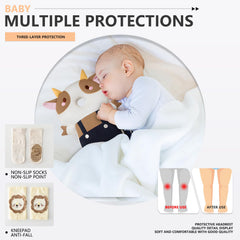 WKC baby head protector backpack close-up showing adjustable straps for secure fit.