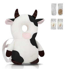 WKC Baby Head Protector Backpack worn by toddler in front view for safe crawling.