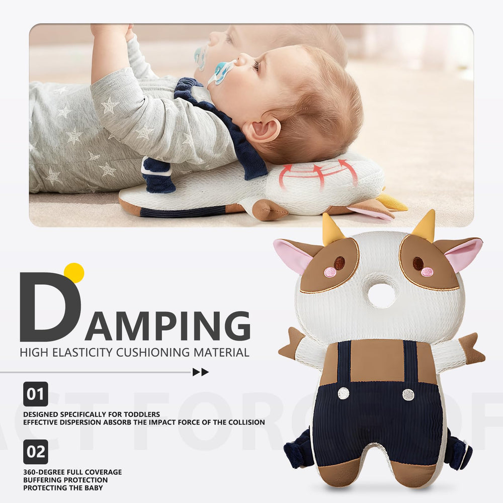 WKC baby head protector cartoon design close-up showing playful look that encourages wearing.