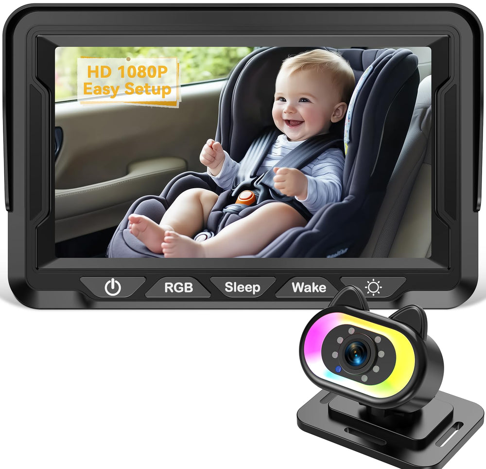 Wkzay baby camera front-seat view delivers crisp 1080P clarity for daytime driving.