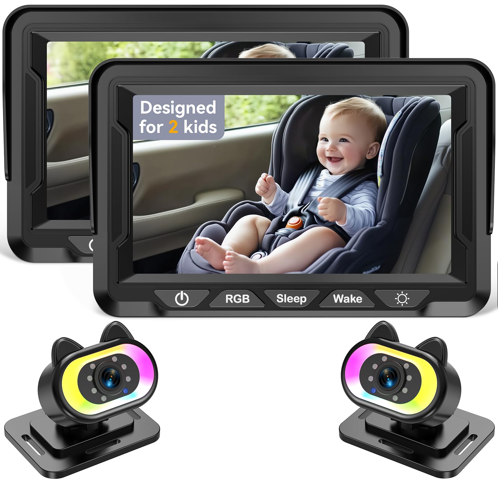 Wkzay Baby Car Camera 1080p view delivers crisp in-car footage for safer drives.