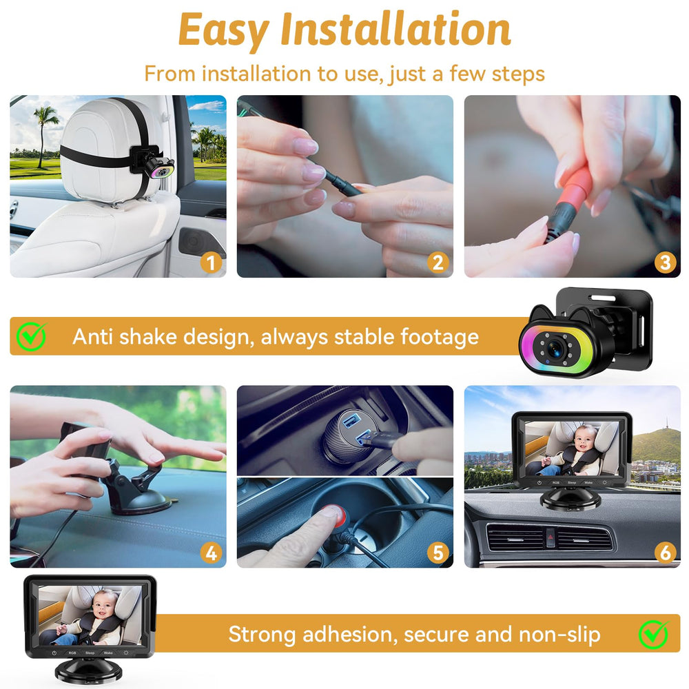 Wkzay Baby Car Camera night vision enables 24/7 monitoring